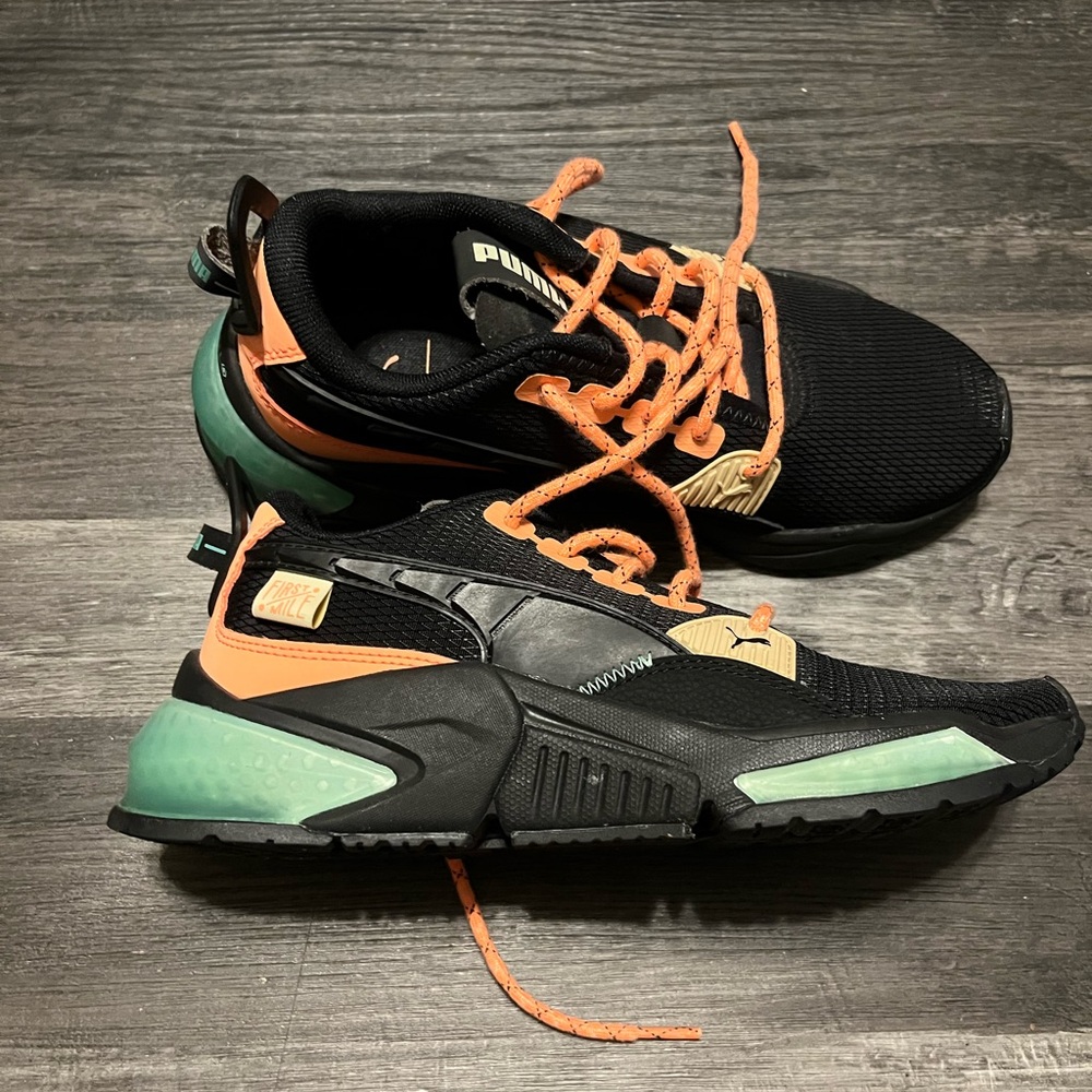 Puma Black and Peach Athletic Shoes